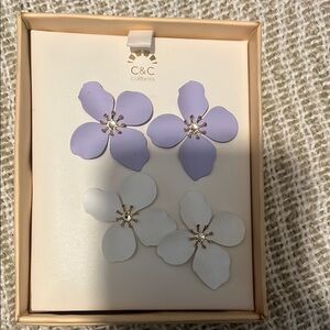 C&C California Purple and White Flower Earrings